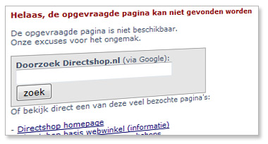 Voorbeeld van een 404 pagina