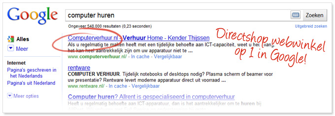 Kender Thijssen Computerverhuur in de Google zoekresultaten