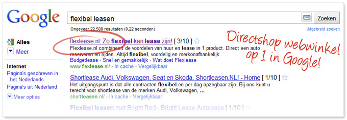 Directshop webwinkel Google nummer 1